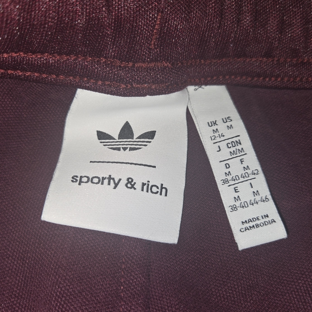Sporty & Rich X Adidas Burgundy Track Pants with Side Stripes - Picture 5 of 11